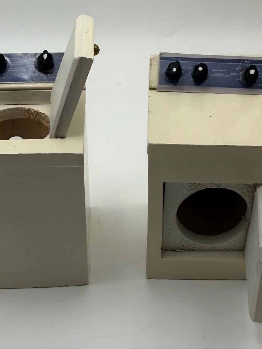 vintage/1:12 Dollhouse Miniature Painted Wood Laundry Set Washer Dryer/2pc